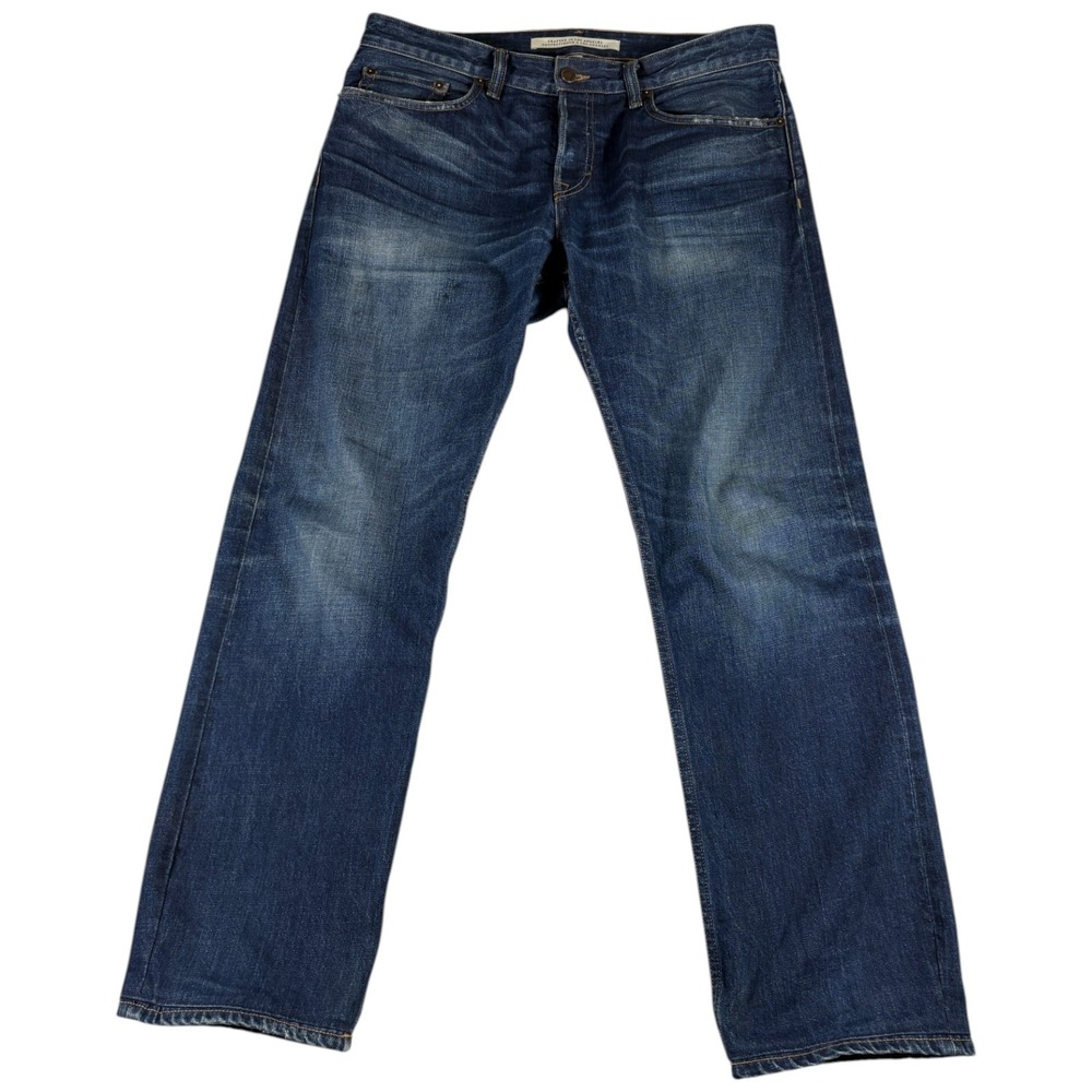 Banana Republic‎ White Oak Selvedge Straight Jeans Mens 33x34 Dark Blue Med Wash